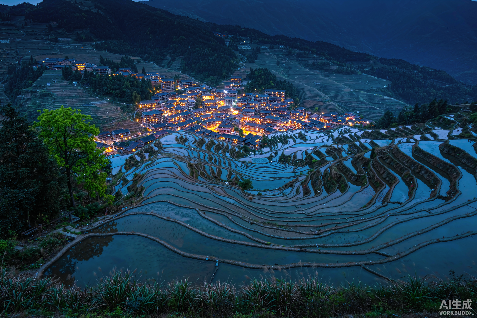 Longji blue hour