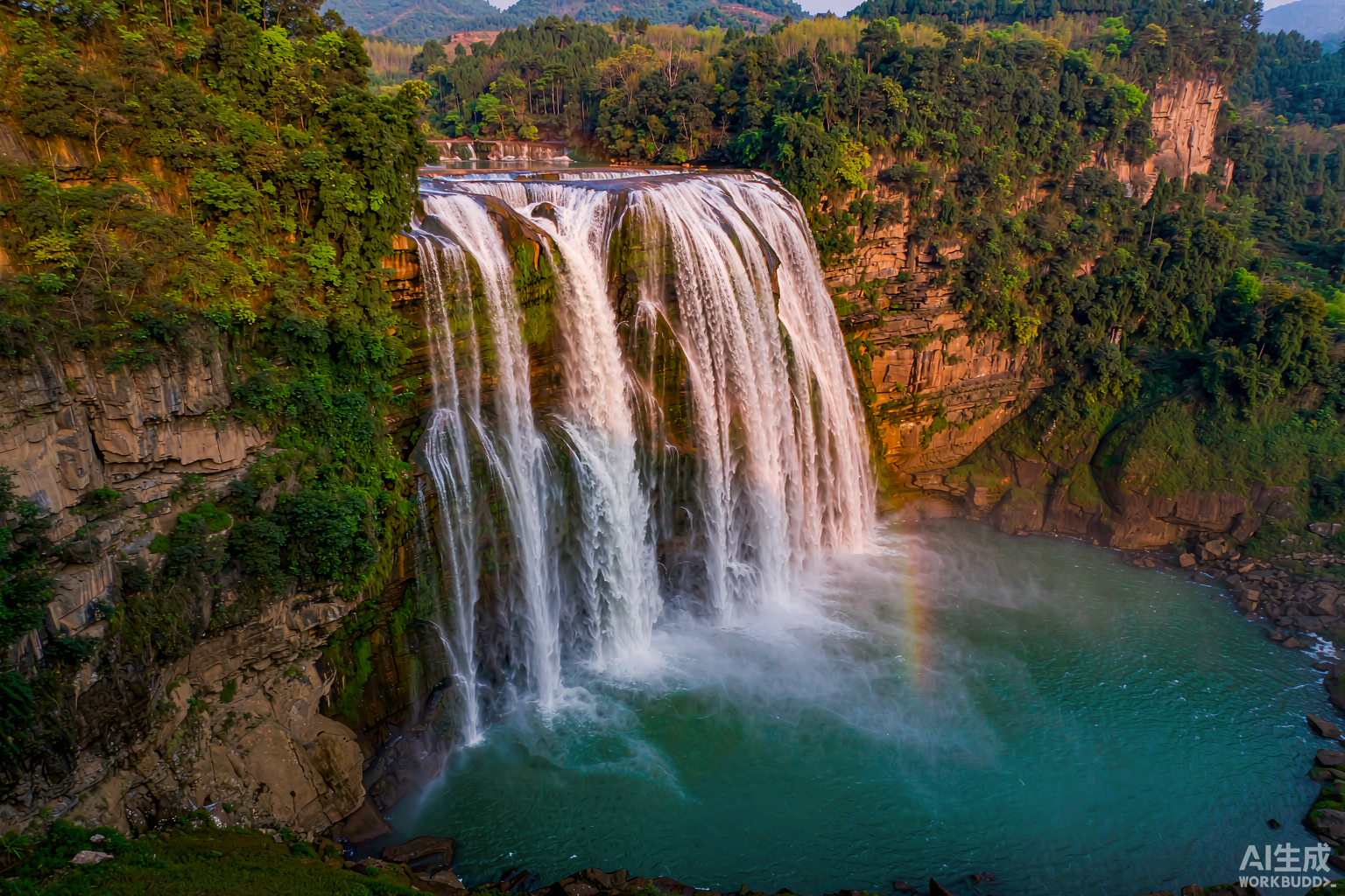 Chuandong River falls in golden light